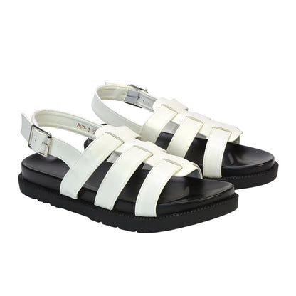 White - Front - XY London Womens-Ladies Strappy Platform Sandals