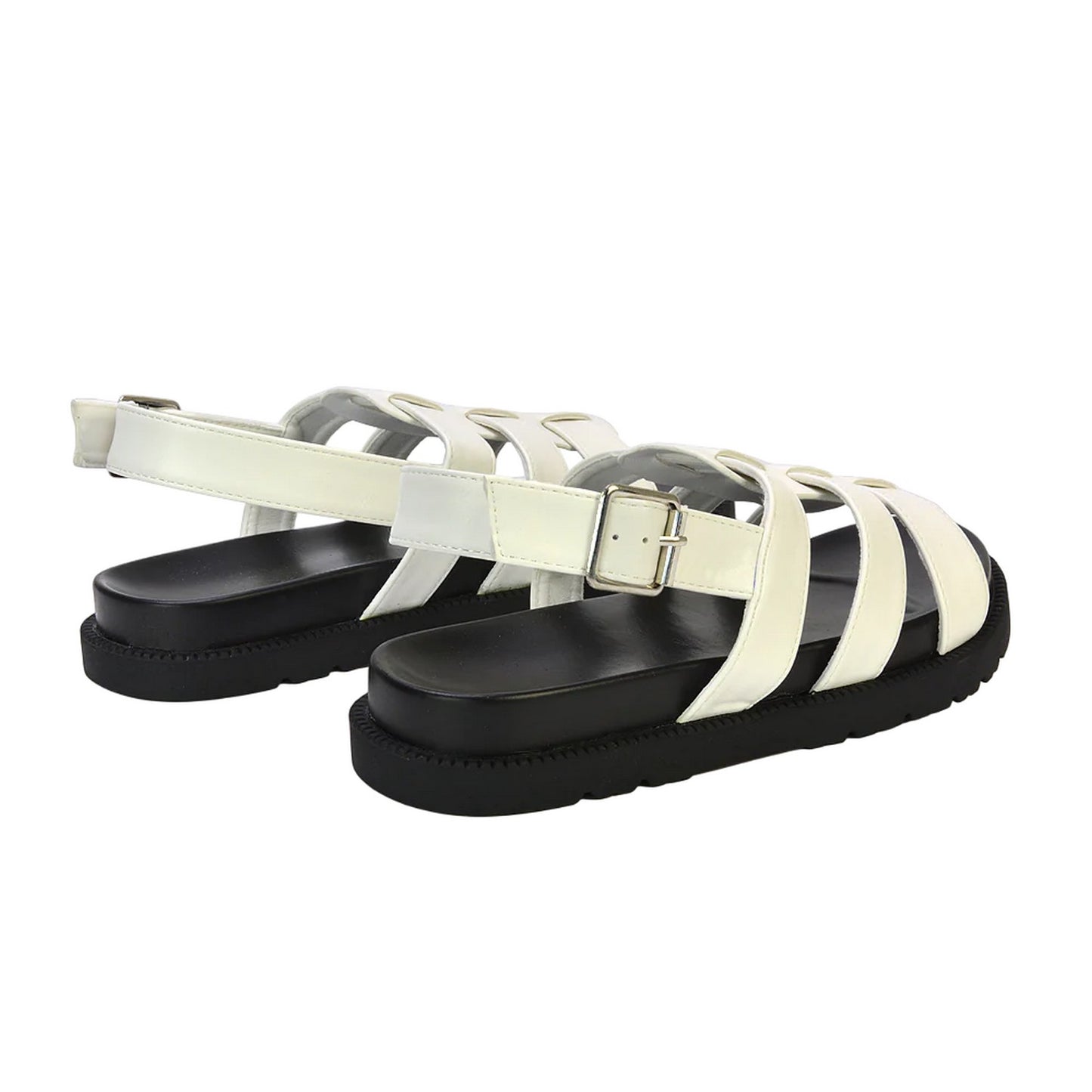 White - Back - XY London Womens-Ladies Strappy Platform Sandals