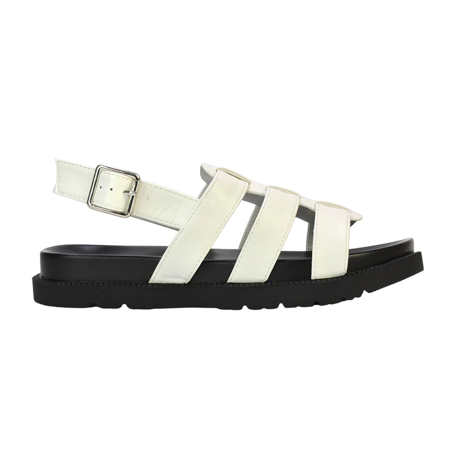 White - Side - XY London Womens-Ladies Strappy Platform Sandals