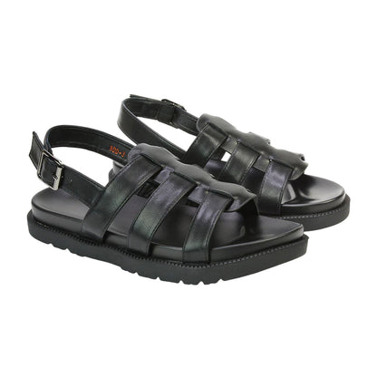 Black - Front - XY London Womens-Ladies Strappy Platform Sandals