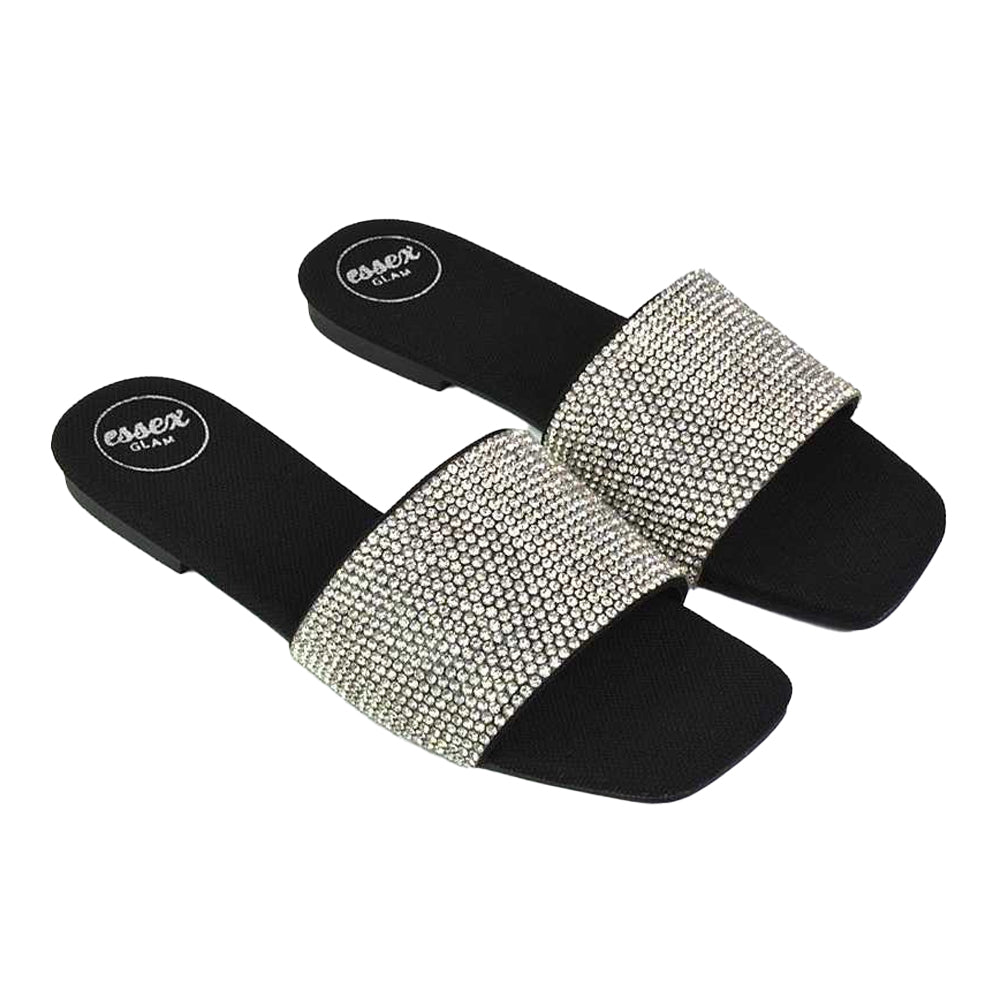 Black - Side - XY London Womens-Ladies Vanity Square Toe Sandals