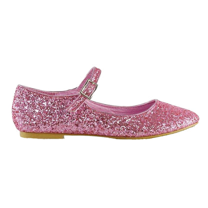 Pink - Lifestyle - XY London Womens-Ladies Amanda Strappy Glitter Buckle Ballerina Flats