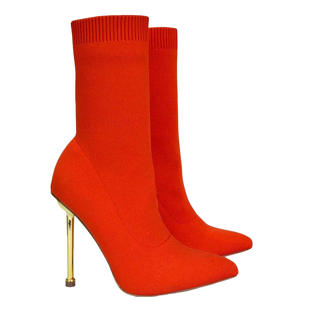 Orange - Lifestyle - XY London Womens-Ladies Raya Metallic Sock Boots
