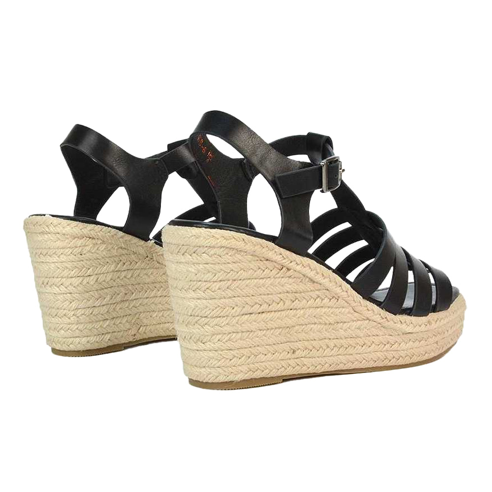 Black - Back - XY London Womens-Ladies Remi Platform Wedge Sandals