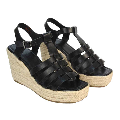 Black - Lifestyle - XY London Womens-Ladies Remi Platform Wedge Sandals