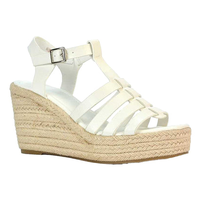 White - Front - XY London Womens-Ladies Remi Platform Wedge Sandals