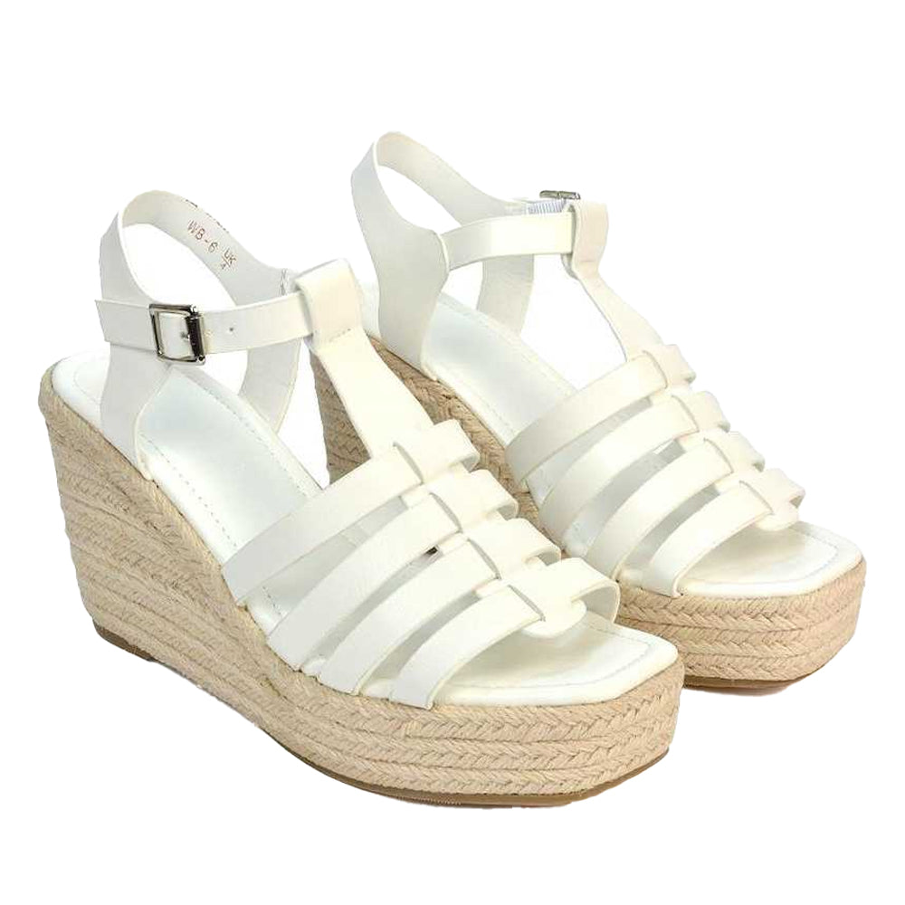White - Lifestyle - XY London Womens-Ladies Remi Platform Wedge Sandals