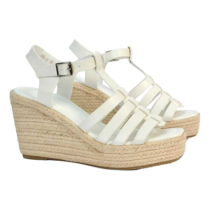 White - Pack Shot - XY London Womens-Ladies Remi Platform Wedge Sandals