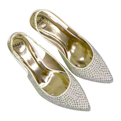 Ivory - Side - XY London Womens-Ladies Gayna Diamante Sling Back Bridal Mid Stiletto Court Shoes