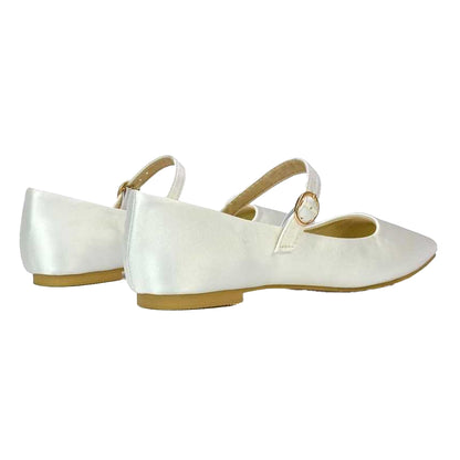 Ivory - Front - XY London Womens-Ladies Aimee Flat Mary Janes