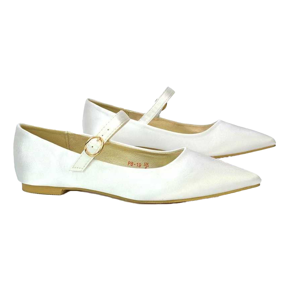 Ivory - Side - XY London Womens-Ladies Aimee Flat Mary Janes