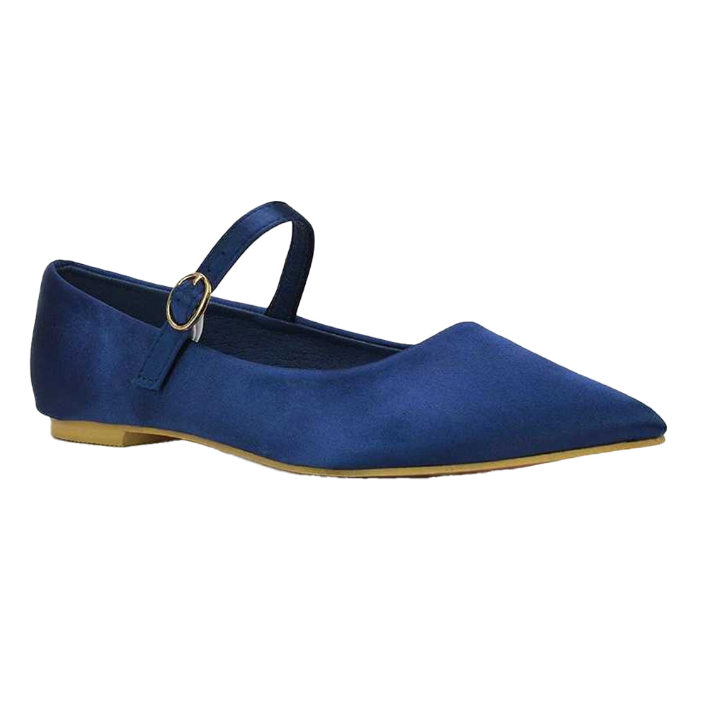 Navy - Back - XY London Womens-Ladies Aimee Flat Mary Janes