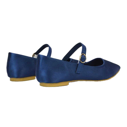 Navy - Side - XY London Womens-Ladies Aimee Flat Mary Janes