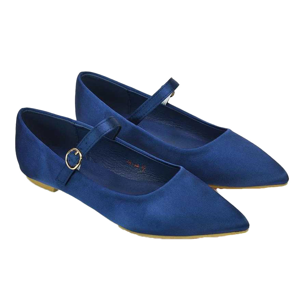 Navy - Close up - XY London Womens-Ladies Aimee Flat Mary Janes