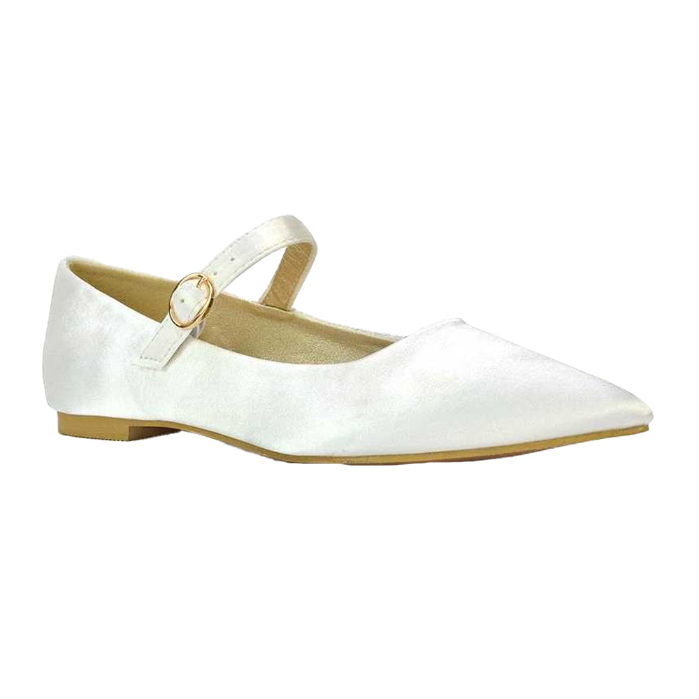 Navy - Front - XY London Womens-Ladies Aimee Flat Mary Janes