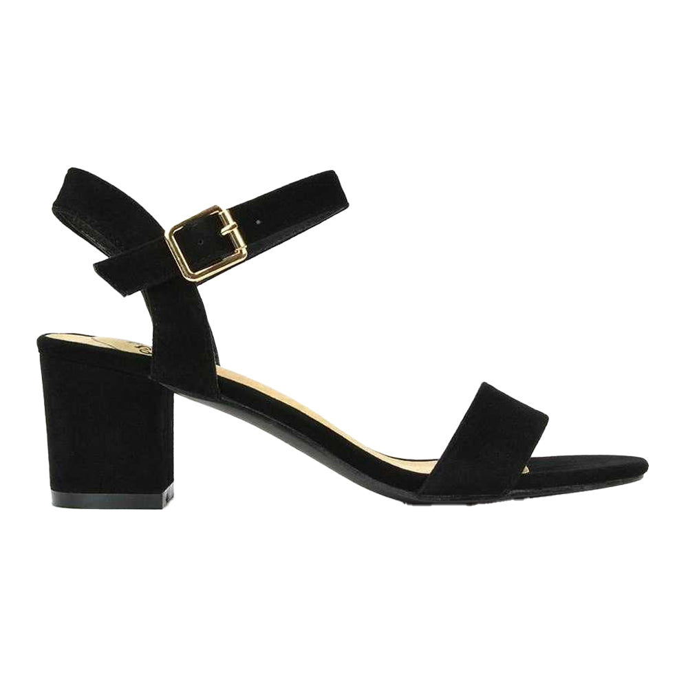 Jet Black - Side - XY London Womens-Ladies Jessica Strappy Open Toe Medium Block Heel Sandals