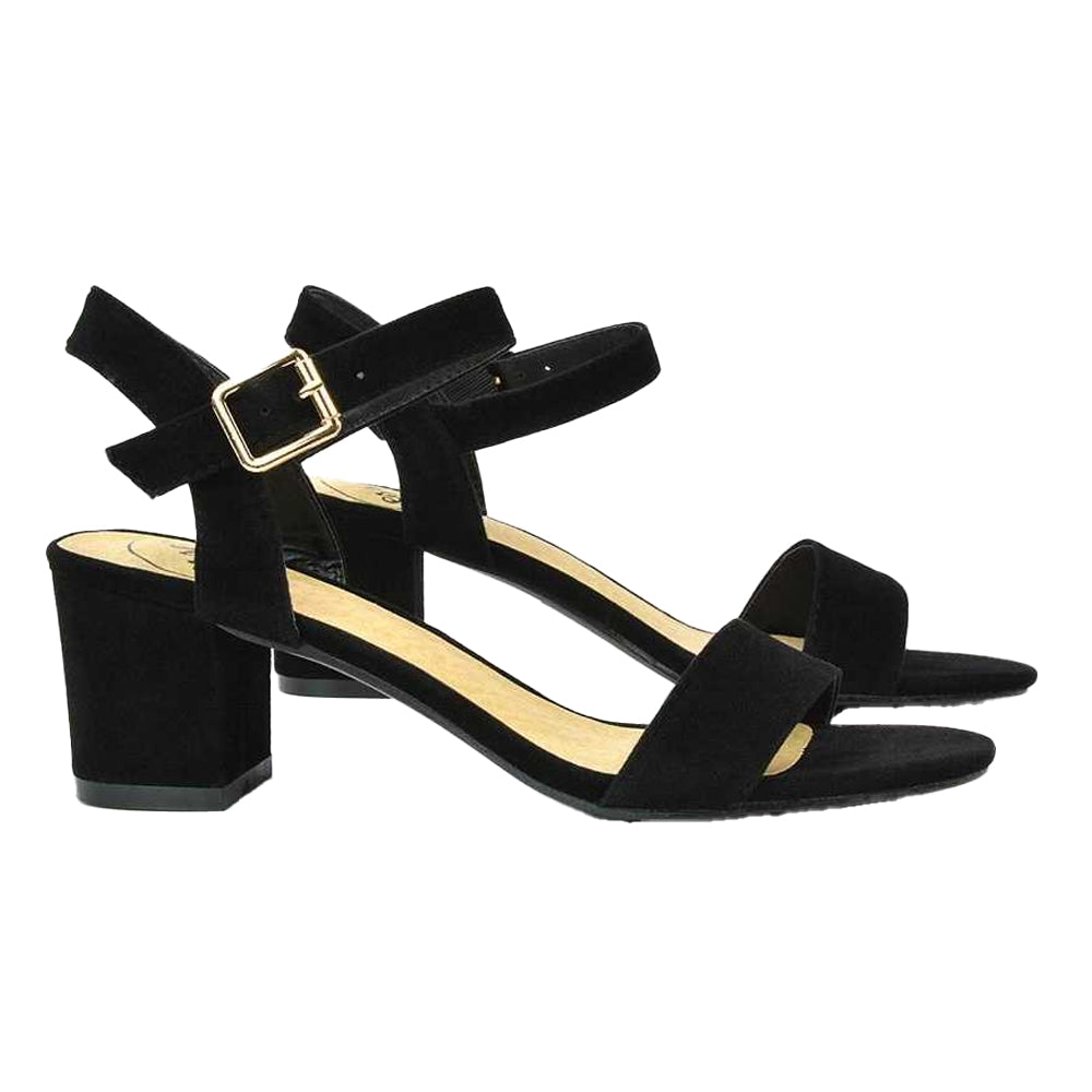 Jet Black - Lifestyle - XY London Womens-Ladies Jessica Strappy Open Toe Medium Block Heel Sandals