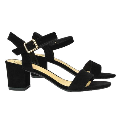 Jet Black - Lifestyle - XY London Womens-Ladies Jessica Strappy Open Toe Medium Block Heel Sandals