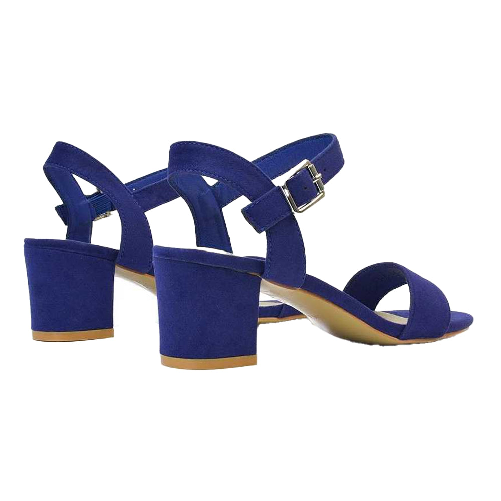 Navy - Back - XY London Womens-Ladies Jessica Strappy Open Toe Medium Block Heel Sandals