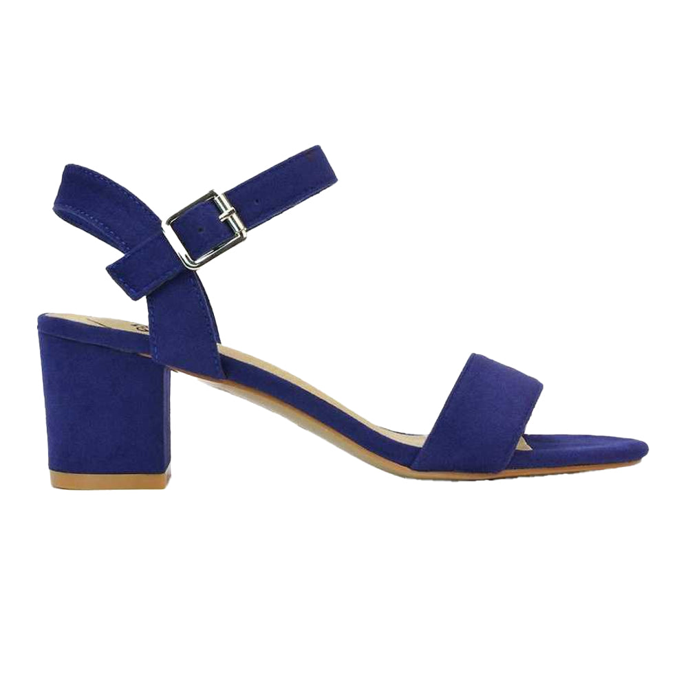 Navy - Side - XY London Womens-Ladies Jessica Strappy Open Toe Medium Block Heel Sandals