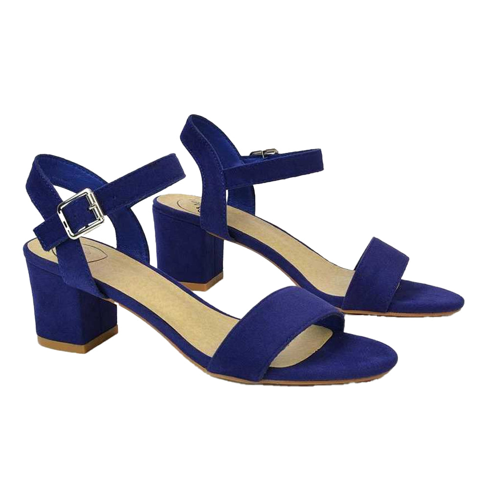 Navy - Pack Shot - XY London Womens-Ladies Jessica Strappy Open Toe Medium Block Heel Sandals