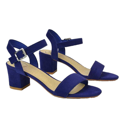 Navy - Pack Shot - XY London Womens-Ladies Jessica Strappy Open Toe Medium Block Heel Sandals