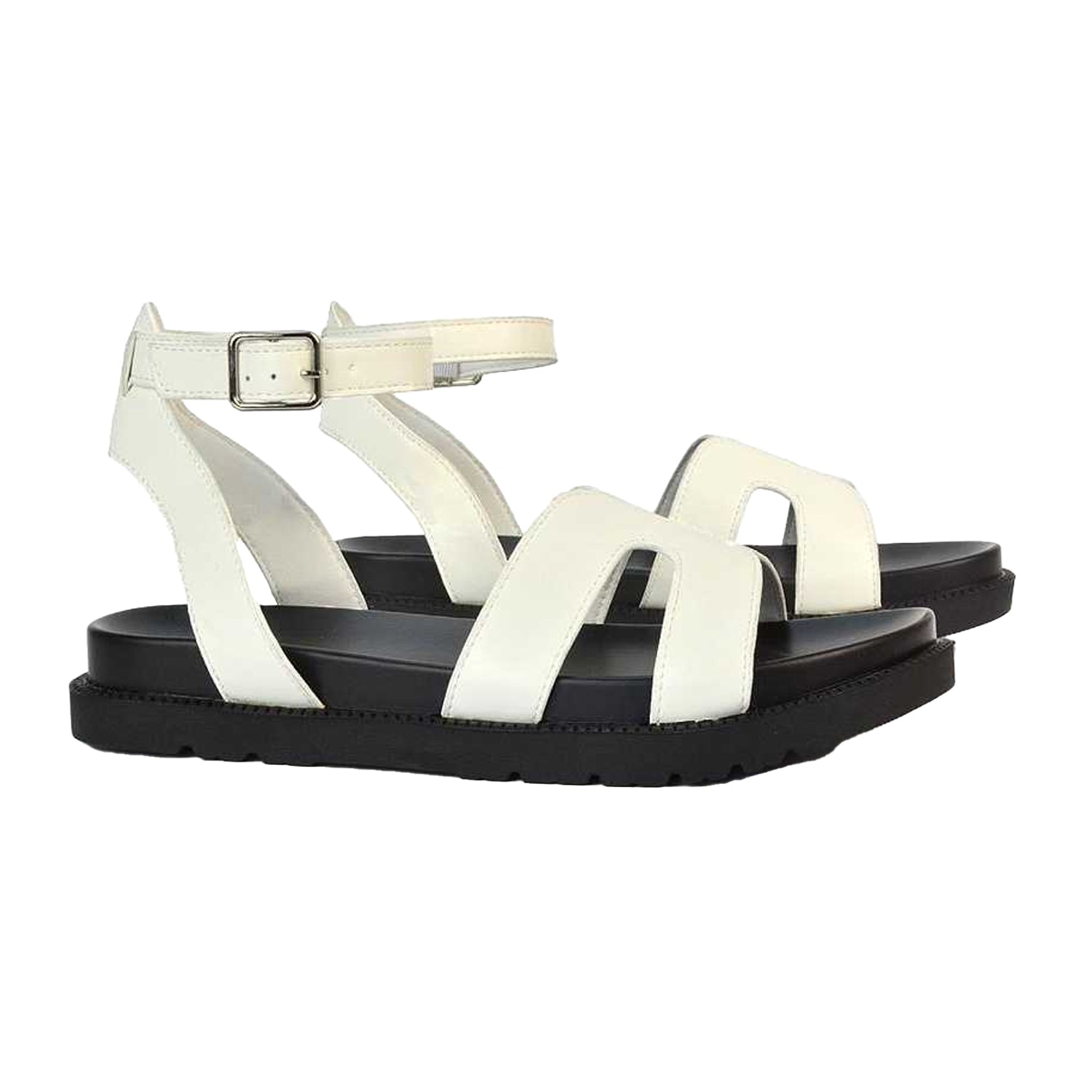 White - Lifestyle - XY London Womens-Ladies Angie Strappy Flatform Sandals