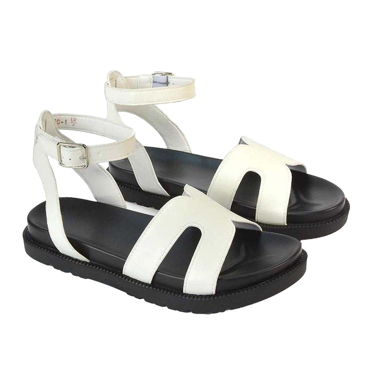 White - Pack Shot - XY London Womens-Ladies Angie Strappy Flatform Sandals