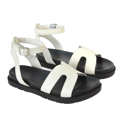 White - Pack Shot - XY London Womens-Ladies Angie Strappy Flatform Sandals