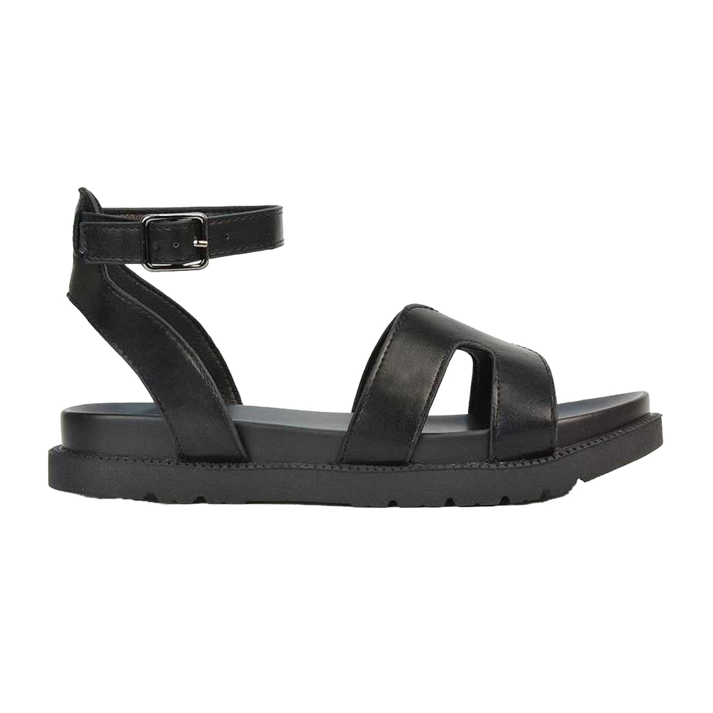 Black - Side - XY London Womens-Ladies Angie Strappy Flatform Sandals