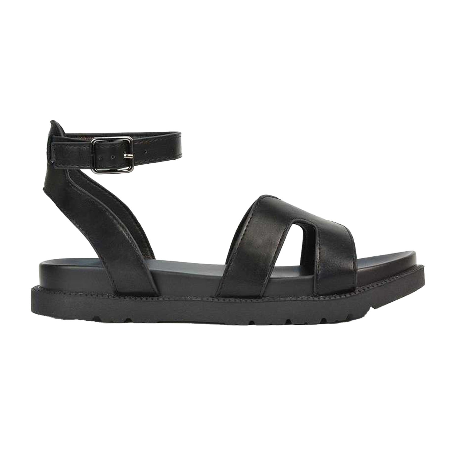 Black - Side - XY London Womens-Ladies Angie Strappy Flatform Sandals