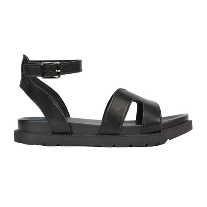 Black - Side - XY London Womens-Ladies Angie Strappy Flatform Sandals