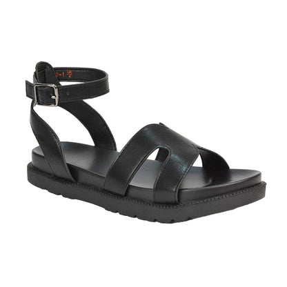 Black - Front - XY London Womens-Ladies Angie Strappy Flatform Sandals