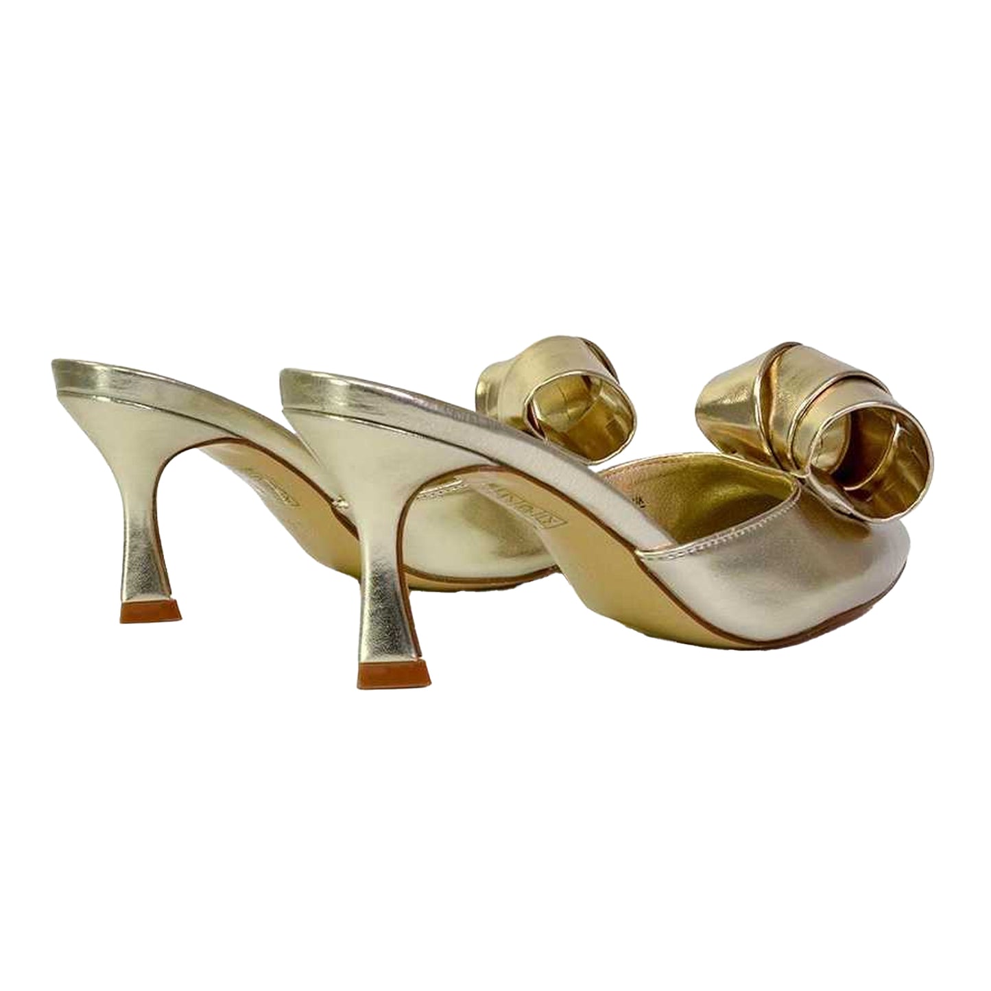 Metallic Gold - Back - XY London Womens-Ladies Keri Pointed Mid Stiletto Court Shoes