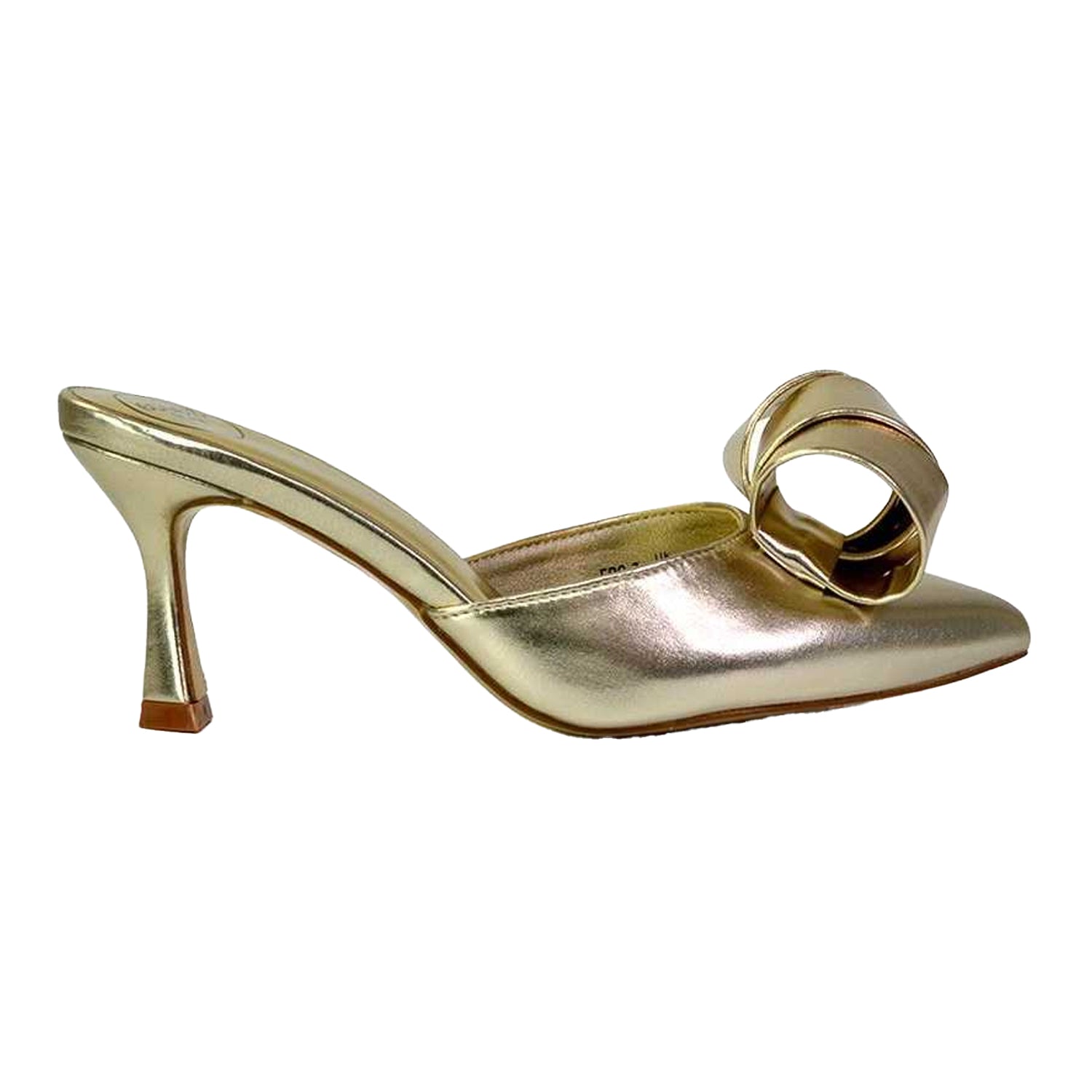 Metallic Gold - Side - XY London Womens-Ladies Keri Pointed Mid Stiletto Court Shoes