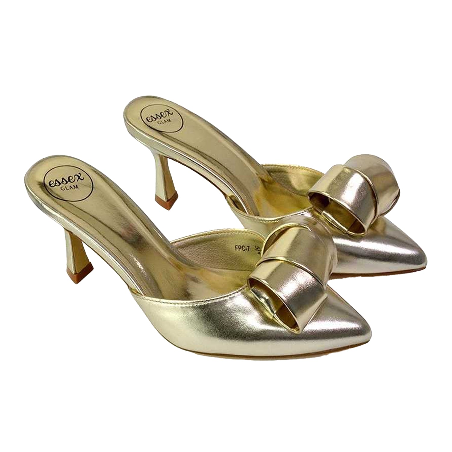 Metallic Gold - Lifestyle - XY London Womens-Ladies Keri Pointed Mid Stiletto Court Shoes