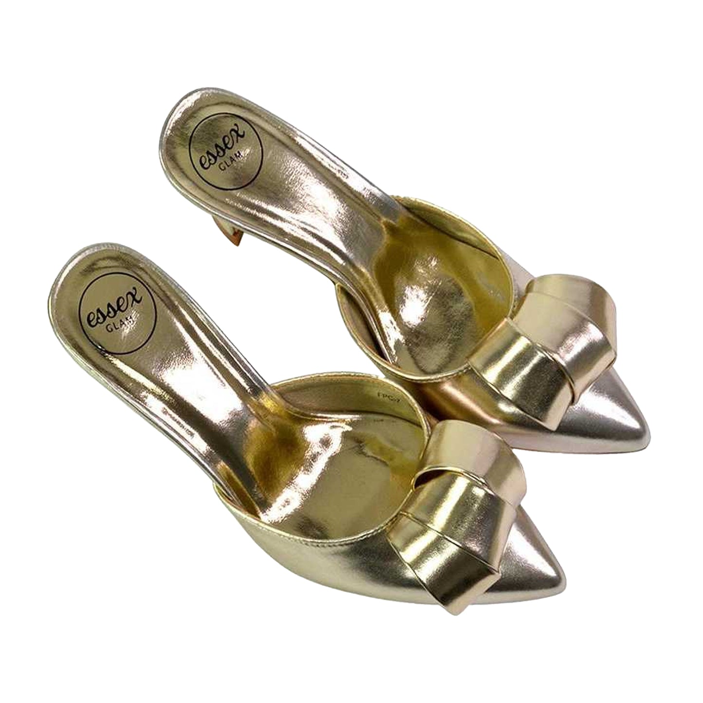 Metallic Gold - Pack Shot - XY London Womens-Ladies Keri Pointed Mid Stiletto Court Shoes