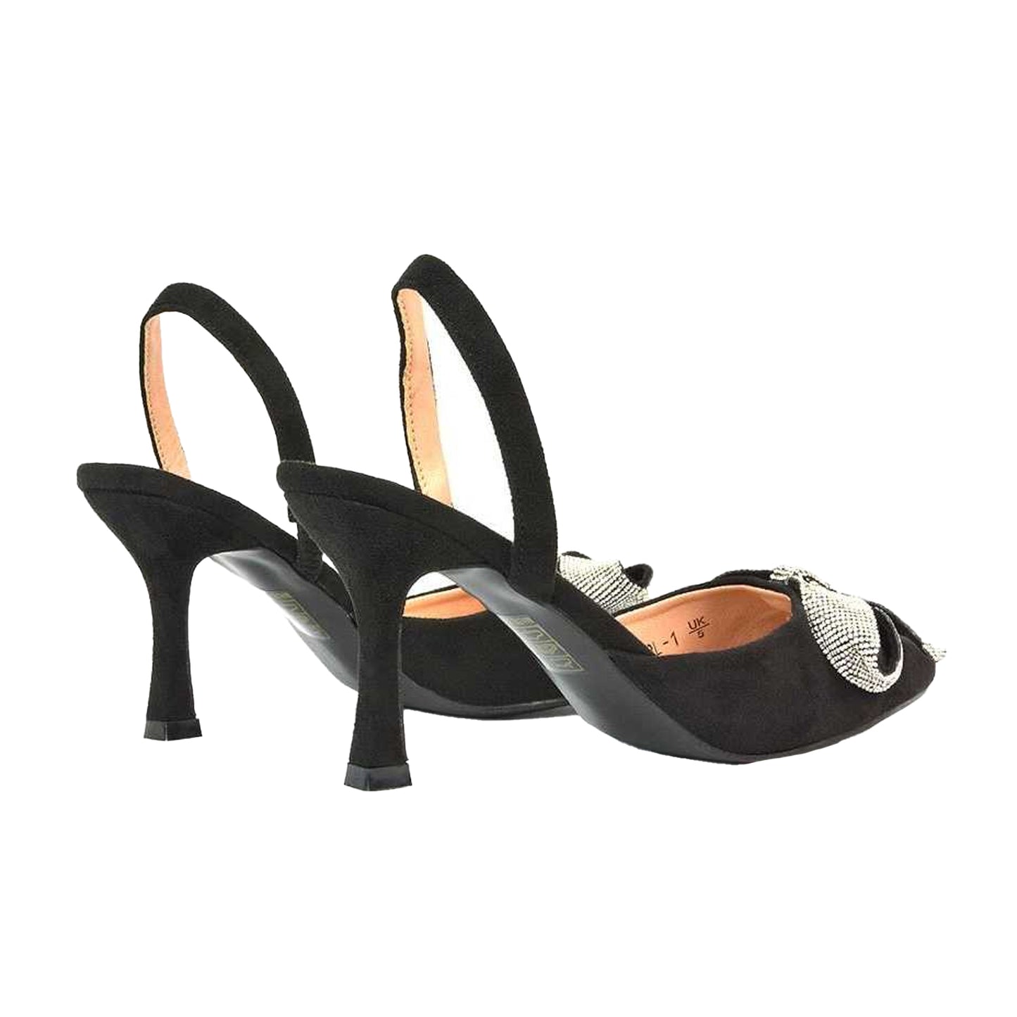 Black - Back - XY London Womens-Ladies Victoria Diamante Stiletto Heel High Heels