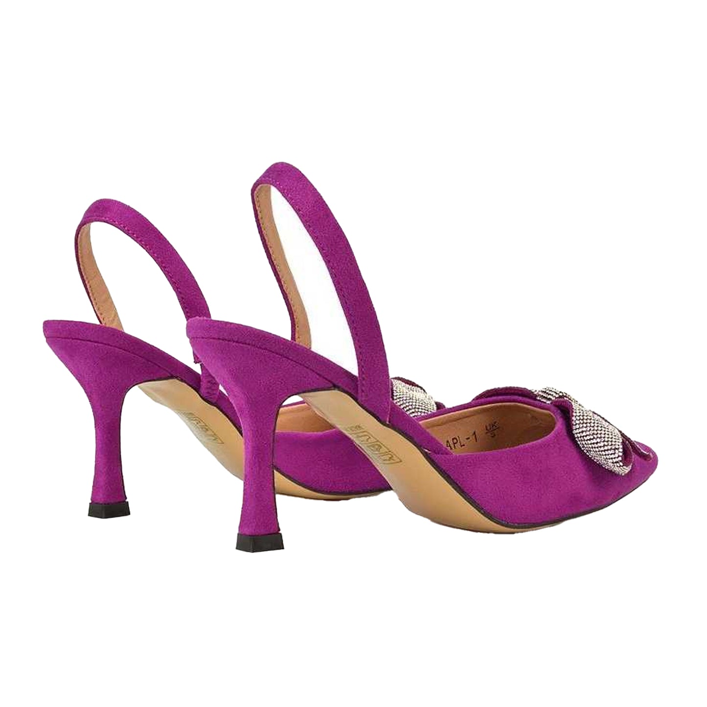 Purple - Back - XY London Womens-Ladies Victoria Diamante Stiletto Heel High Heels