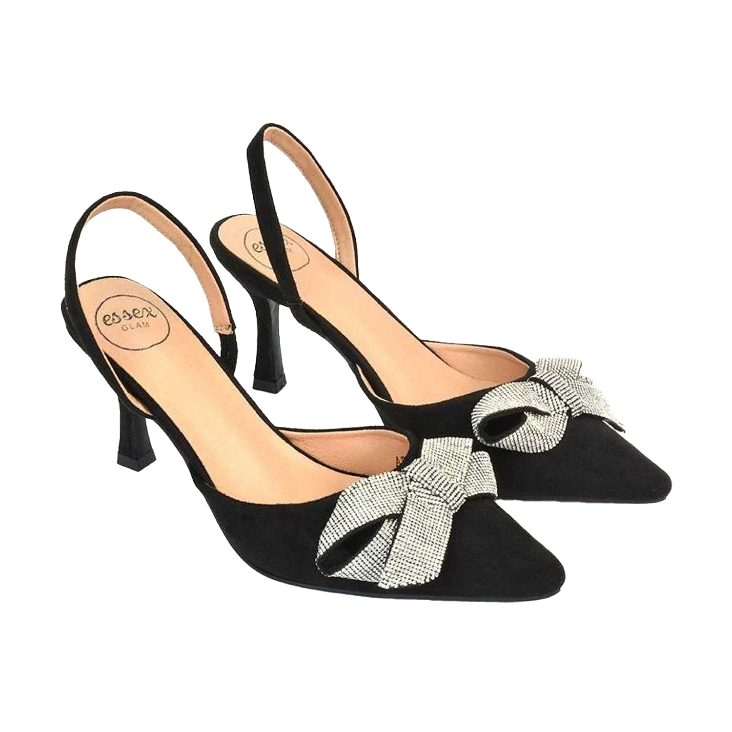 Black - Lifestyle - XY London Womens-Ladies Victoria Diamante Stiletto Heel High Heels