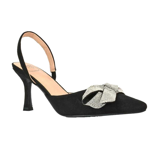 Black - Front - XY London Womens-Ladies Victoria Diamante Stiletto Heel High Heels