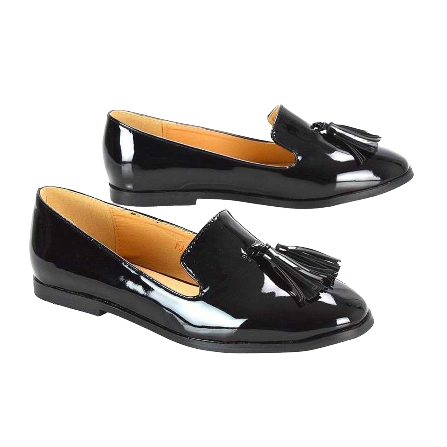True Black - Lifestyle - XY London Womens-Ladies Betsy Tassel Pointed Flat Loafers