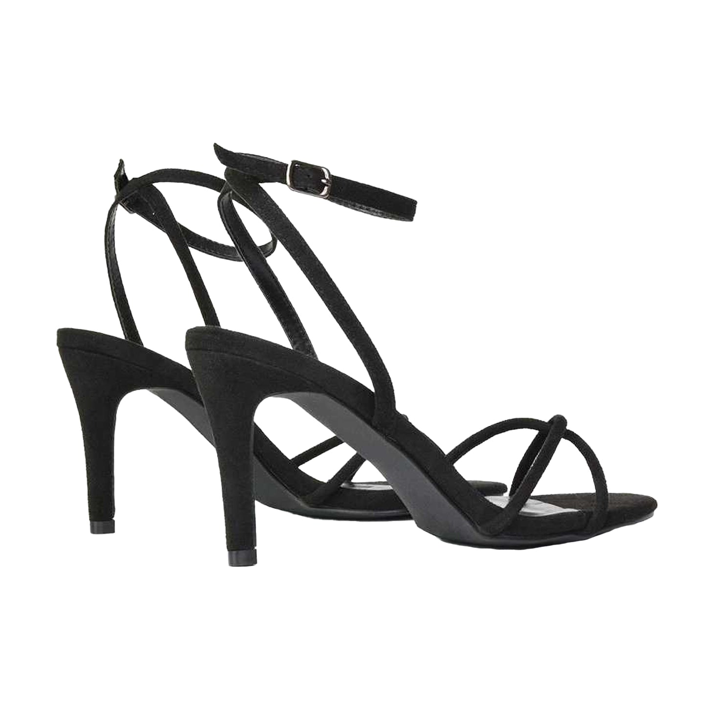 Jet Black - Back - XY London Womens-Ladies Ridge Strappy Stiletto Heel Sandals