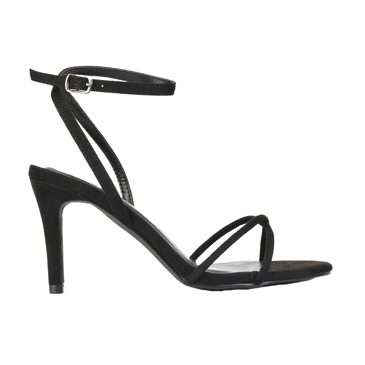 Jet Black - Side - XY London Womens-Ladies Ridge Strappy Stiletto Heel Sandals