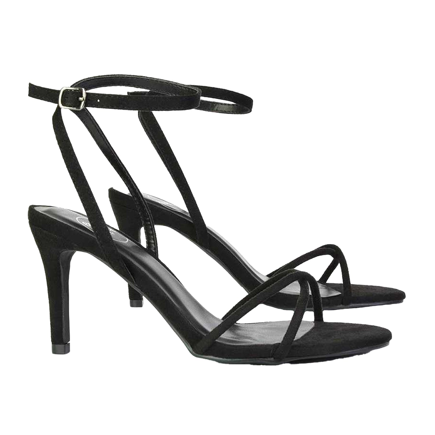 Jet Black - Lifestyle - XY London Womens-Ladies Ridge Strappy Stiletto Heel Sandals