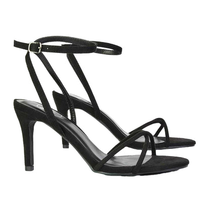 Jet Black - Lifestyle - XY London Womens-Ladies Ridge Strappy Stiletto Heel Sandals