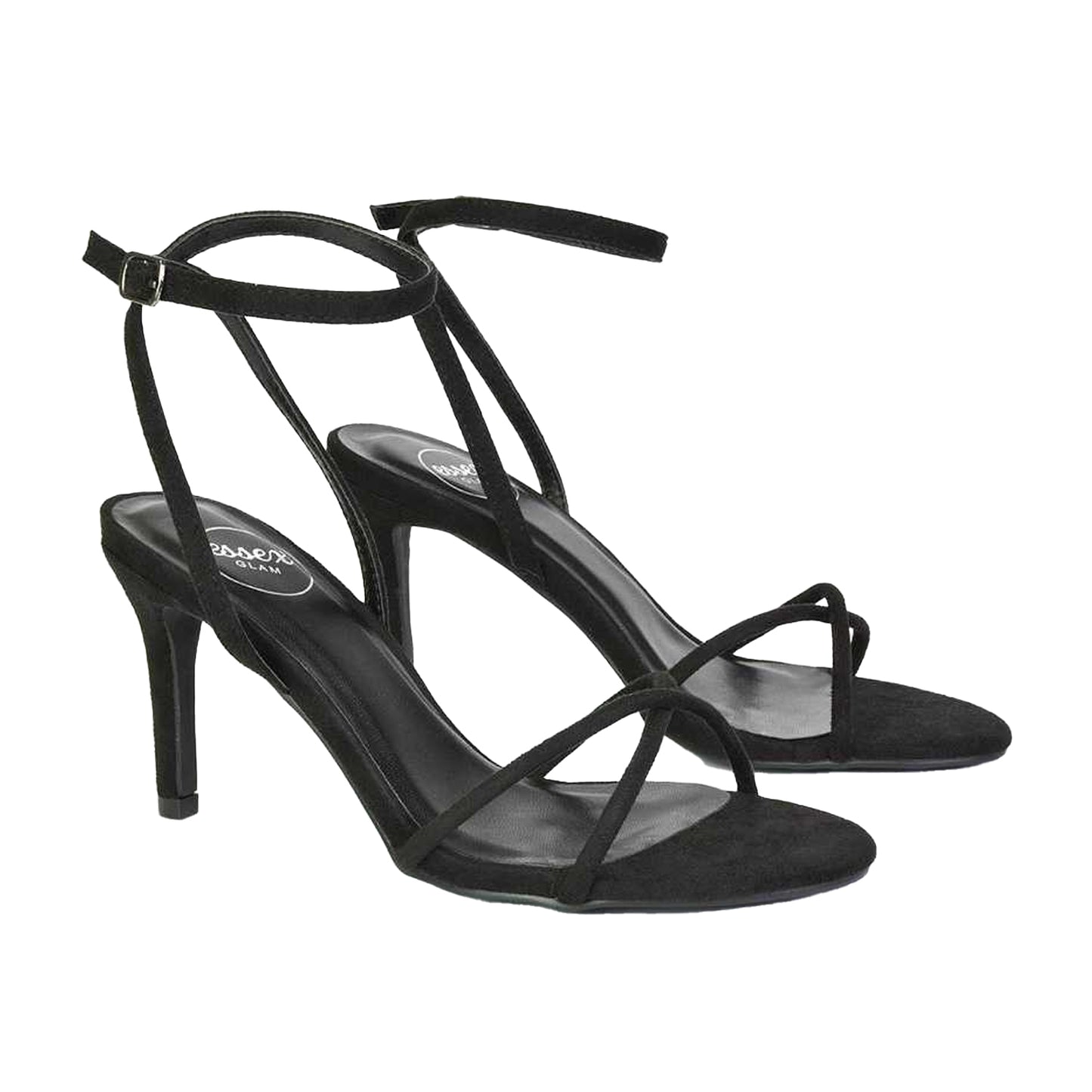 Jet Black - Front - XY London Womens-Ladies Ridge Strappy Stiletto Heel Sandals