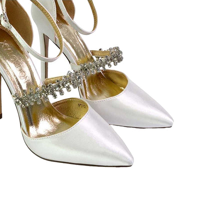 Ivory - Lifestyle - XY London Womens-Ladies Giana Strappy Satin Wedding Court Pumps