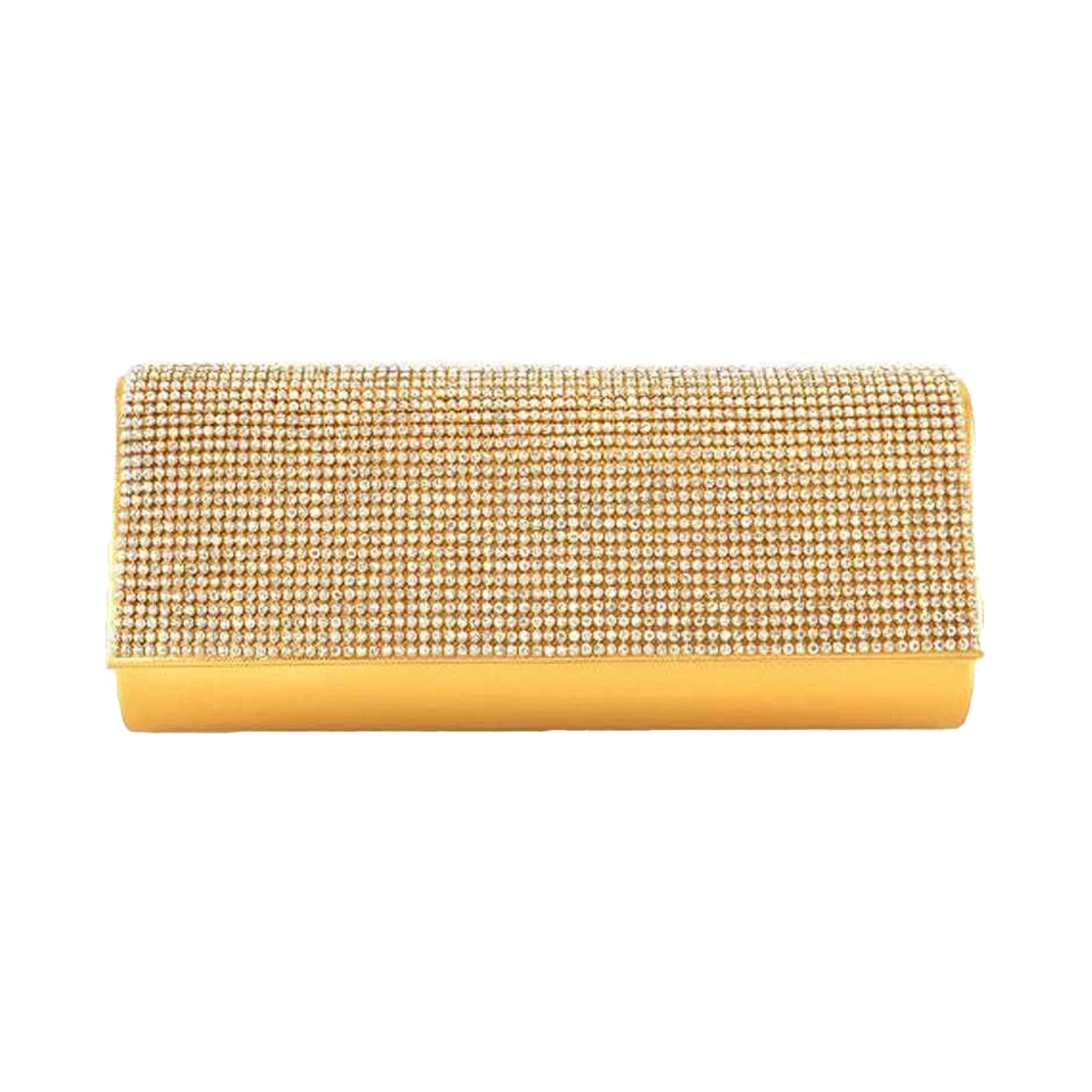 Gold - Back - XY London Rhinestone Chain Strap Clutch Bag