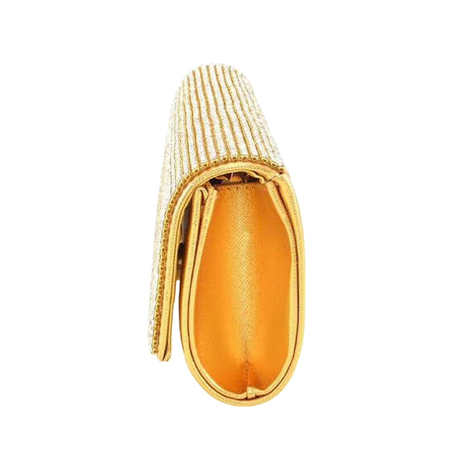 Gold - Side - XY London Rhinestone Chain Strap Clutch Bag